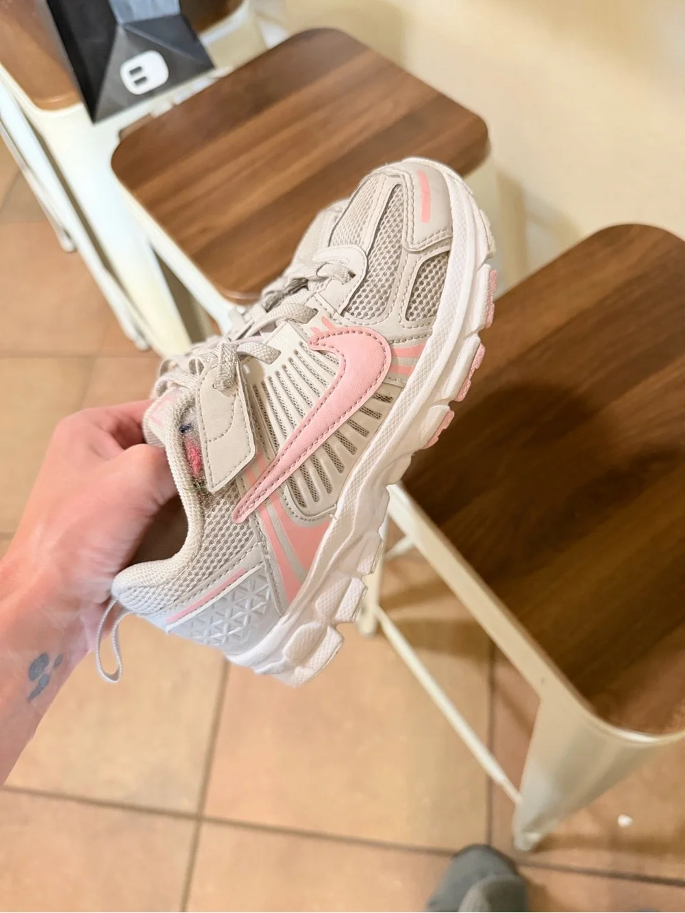 Nike Vomero Kids Beige and Pink Athletic Sneakers